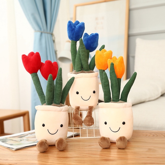 35cm Đồ chơi nhồi bông hình hoa tulip trang trí phòng và làm gối ghế sofa