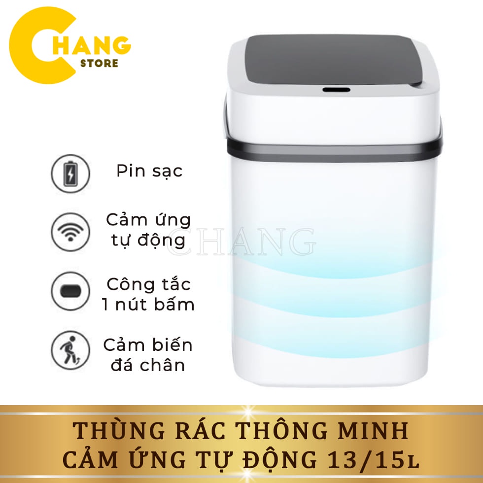 Thùng rác tự động cảm ứng, thùng rác thông minh gia đình có nắp phòng khách phòng ngủ nhà bếp