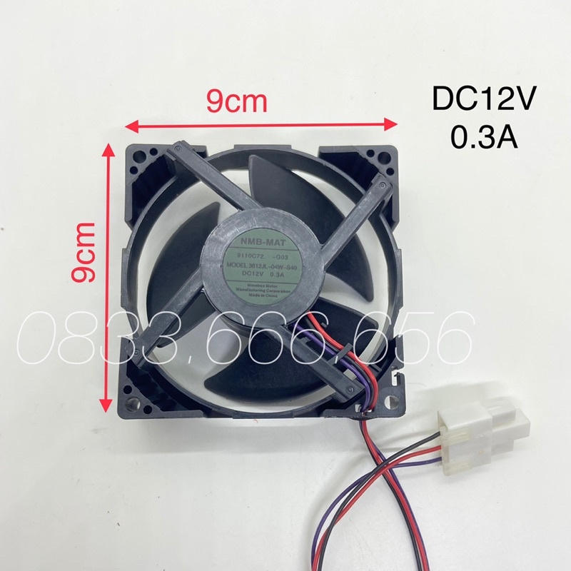 [Mã ELHA22 giảm 5% đơn 300K] Quạt tủ lạnh DC12V 0.3A kích thước 9cm x9cm (3 dây)