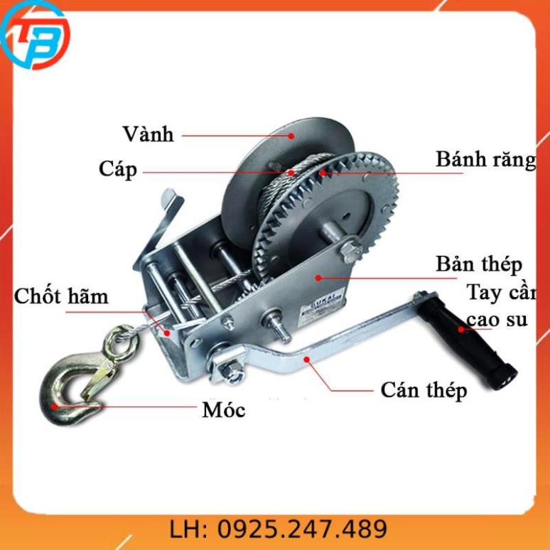 Tời quay tay 2000 - 900 kg CÁP THÉP Thái Bình VinàN