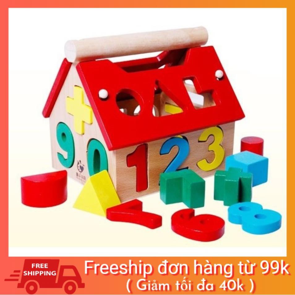[FREESHIP 50K] Bộ đồ chơi ngôi nhà gỗ thả hình và số phát triển trí tuệ cho bé hàng chuẩn đẹp