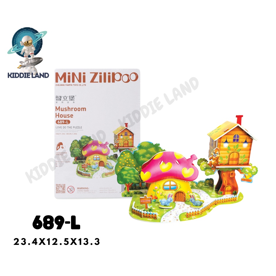 Bộ đồ chơi xếp hình lắp ráp mô hình 3D bằng giấy và xốp EPS- Dành cho trẻ từ 3 tuổi- Mini Zilipoo Mushroom House