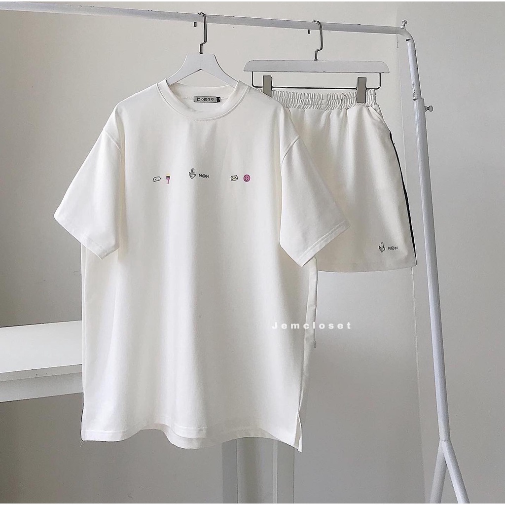 Set Bộ Nữ 8126 JEM CLOSET Set Váy Xinh Áo Phông Form Rộng Chất Liệu Da Cá Casta In Sticker Thoải Mái Phong Cách Thể Thao