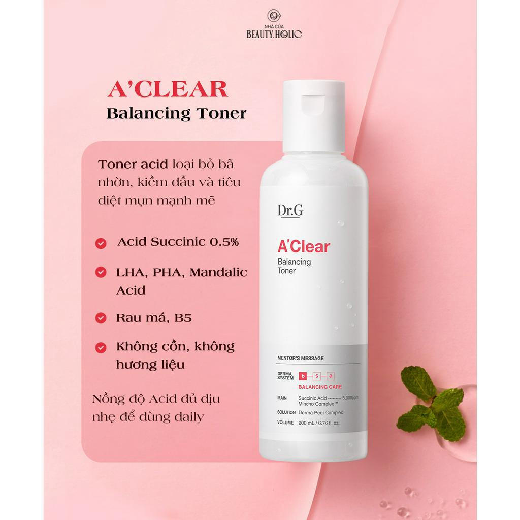 Dòng sản phẩm chăm sóc chuyên sâu cho da mụn DR.G A'CLEAR