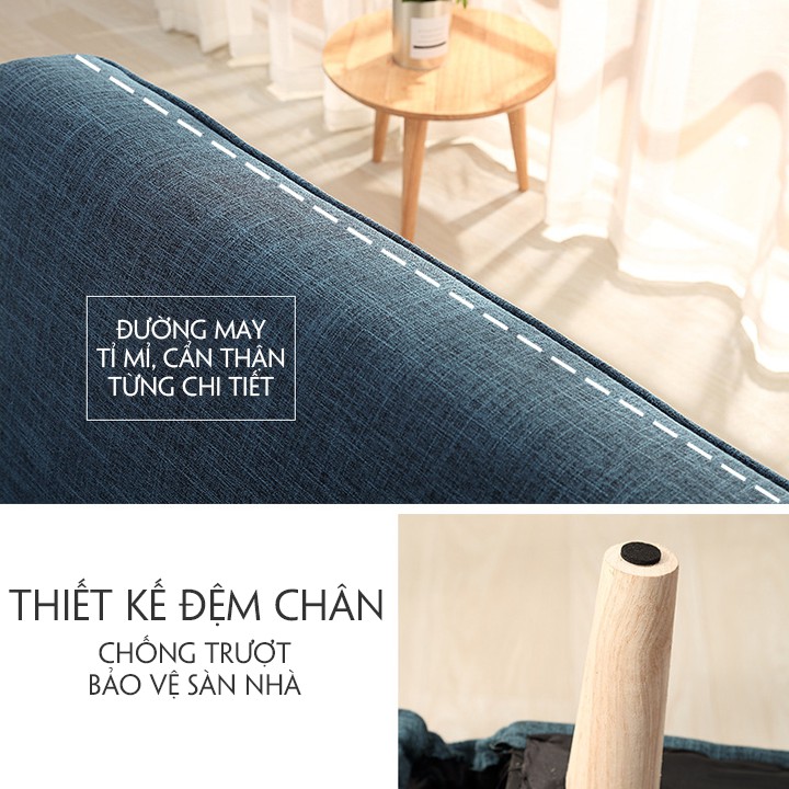 Ghế sofa giường đa năng, chất liệu vải lanh ,có ngả lưng, ngả tay