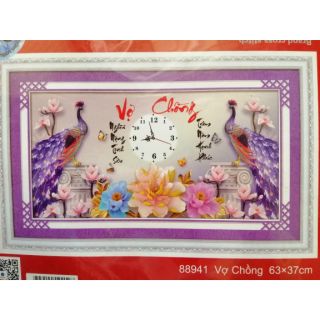 Tranh thêu chữ thập đồng hồ Vợ chồng 88941