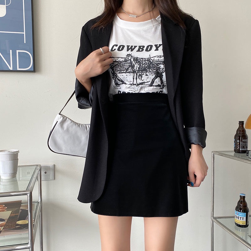 Chân Váy Chữ A Lưng Cao Màu Đỏ Đậm Phong Cách Retro Thời Trang