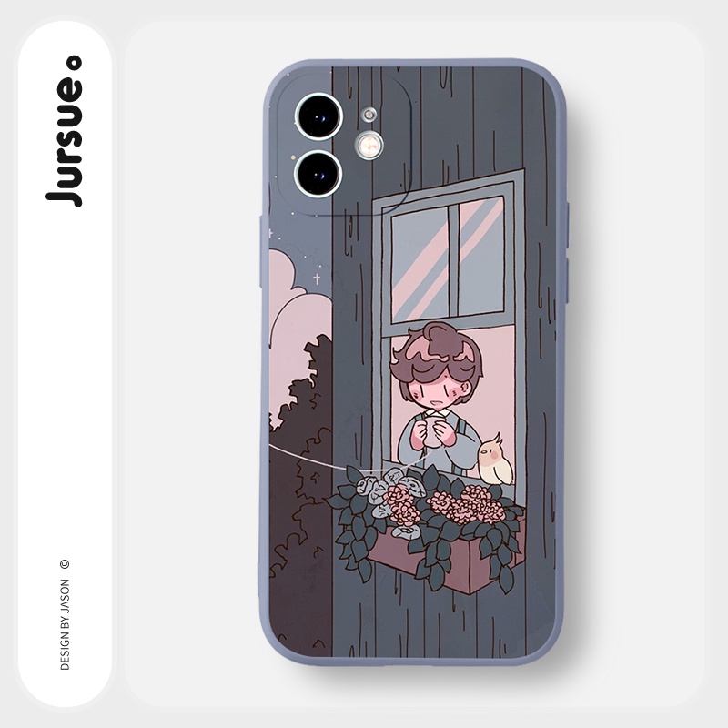 Ốp lưng JURSUE hoạt hình cặp đôi dễ thương đẹp cho iPhone 13 12 11 Pro Max SE 2020 X XR XS 8 7 ip 6S 6 Plus kute Y1952