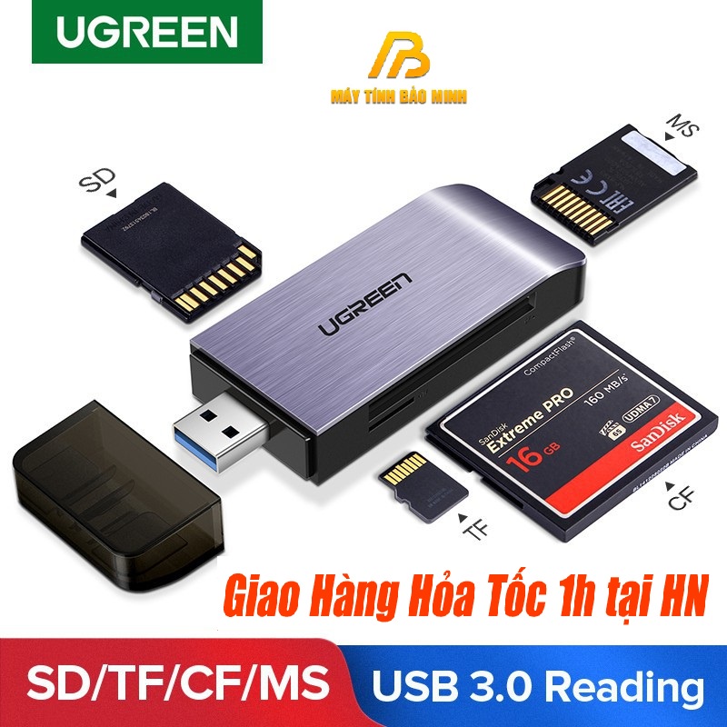 Đầu Đọc Thẻ Nhớ Đa Năng Chuẩn USB 3.0 Ugreen 50541 (SD TF CF MS) - Hàng Chính Hãng