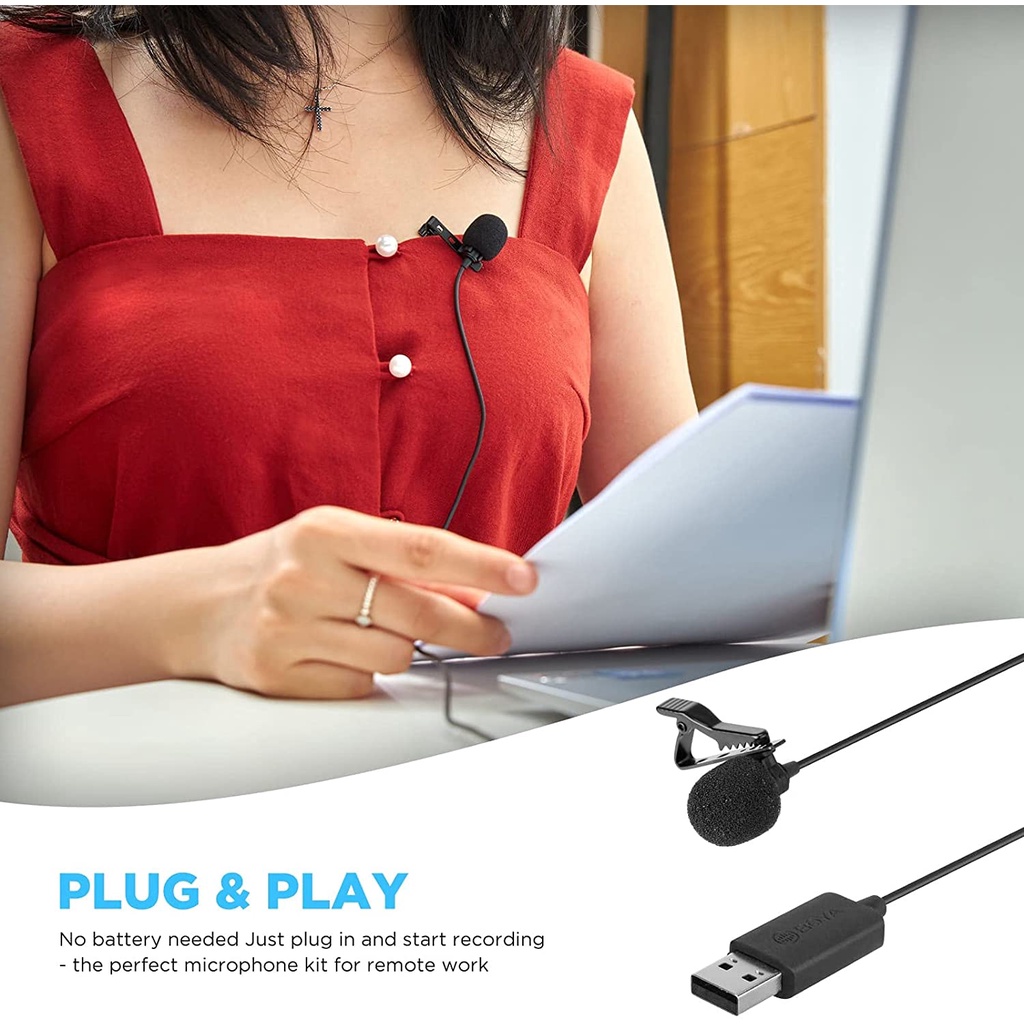 BOYA BY-LM40 - Mic thu âm cài áo có dây | Cổng USB | Dành cho Máy tính - Hàng Chính Hãng