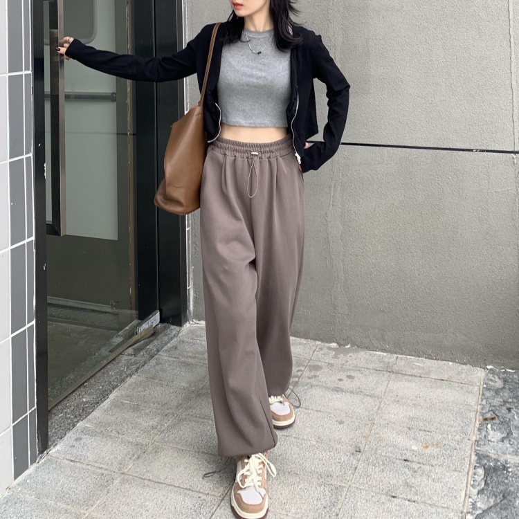 Quần ống rộng lưng cao dây rút cá tính trẻ trung thời trang 46142