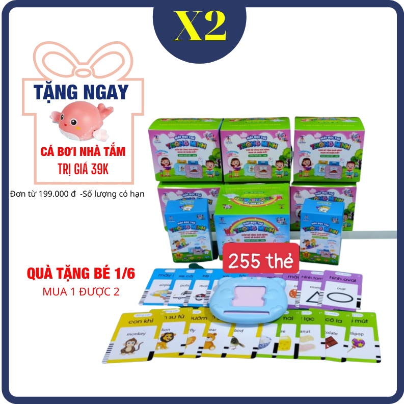 Máy đọc thẻ Song ngữ VIỆT ANH, máy đọc thẻ tiếng anh flashcard 255 thẻ, 24 chủ đề và 112 thẻ,12 chủ đề cho bé