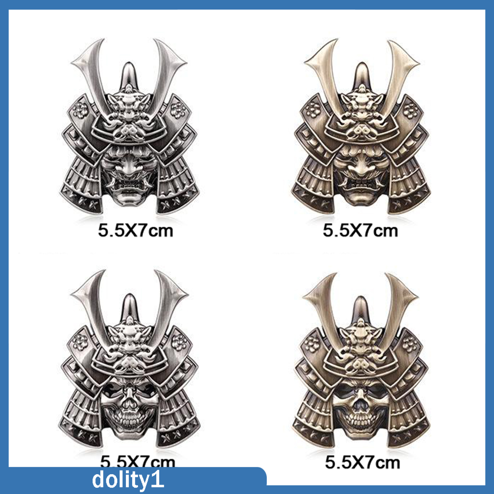 (Doity 1) Sticker Dán Xe Hơi Hình Đầu Lâu Samurai 3d