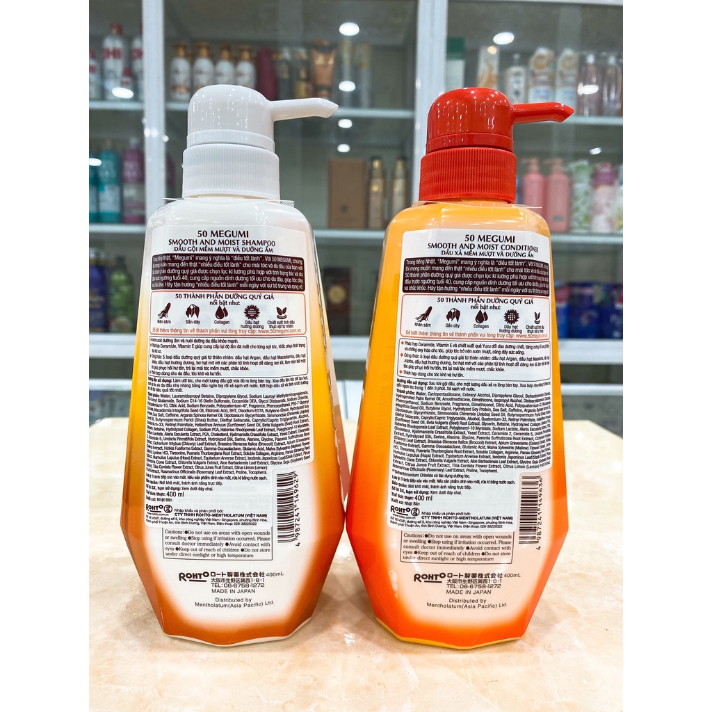 Dầu Gội - Dầu Xả 50 Dưỡng Chất Megumi Nhật Bản 400ml