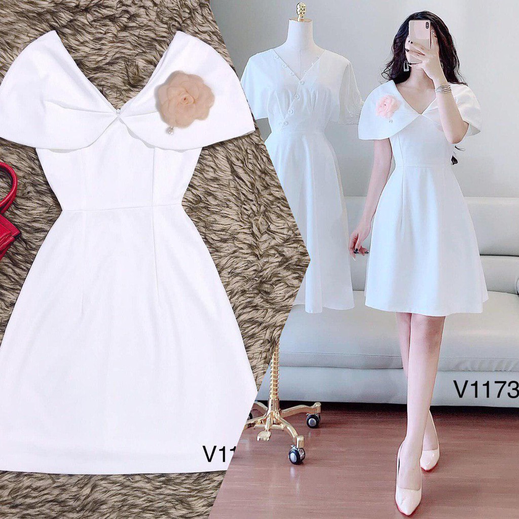 [ xả kho ] MiD Đầm trắng tinh khôi V1173 Mie Design kèm ảnh thật
