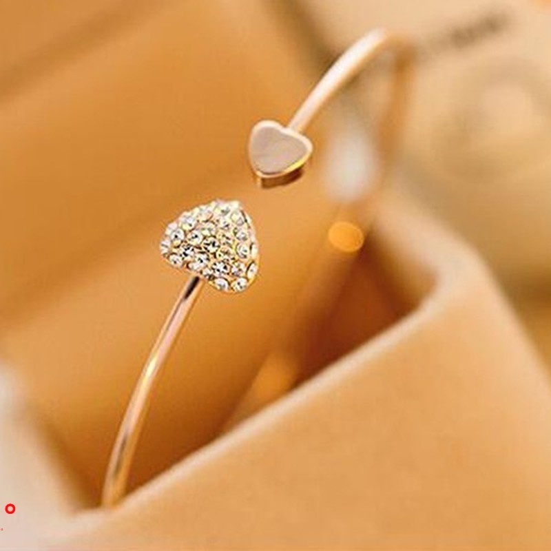 Vòng Tay Hình Trái Tim Đính Đá Lấp Lánh Phong Cách Hàn Quốc Xinh Xắn