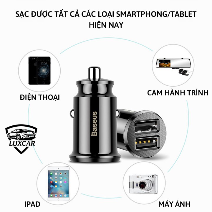 Tẩu sạc ô tô Baseus 2 cổng Usb chuyên dụng cho ô tô