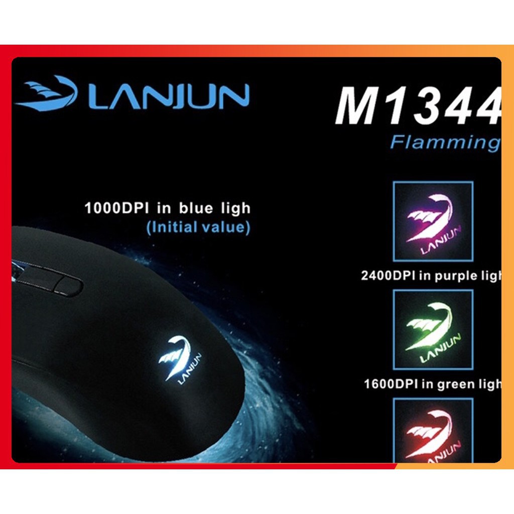 【Chuột máy tính】Chuột có dây LANJUN M1344 PRO gaming tự đổi màu sắc led, Chuột chơi game