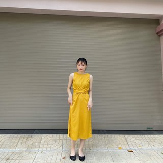 Đầm Bầu thiết kế mùa hè BBA1990 Váy bầu sát nách thắt nơ eo chất mát