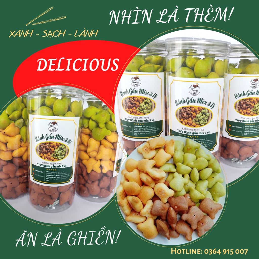 (SALE KHỦNG) Bánh gấu nhân kem sữa mix 3 vị hộp 450g đậm vị thơm ngon ăn là mê Tivy ăn vặt sài gòn hà nội dân văn phòng