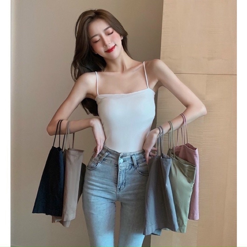 Áo bra nữ 2 dây mảnh dáng lửng croptop có mút ngực trend mới 2066