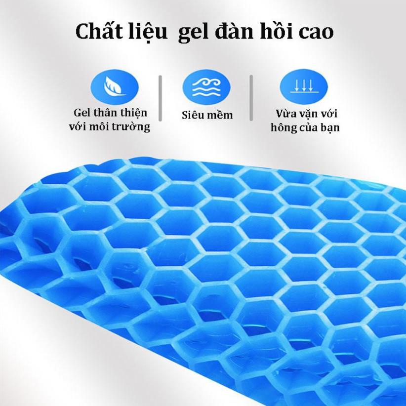 Đệm Ngồi, Đệm Gel Tổ Ong Lót Ghế Ngồi Xe Hơi Mềm Mại Thoáng Khí Chống Trượt (cao cấp)