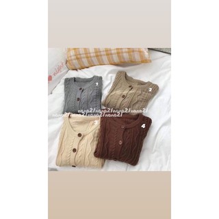 Cardigan len vặn thừng khuy