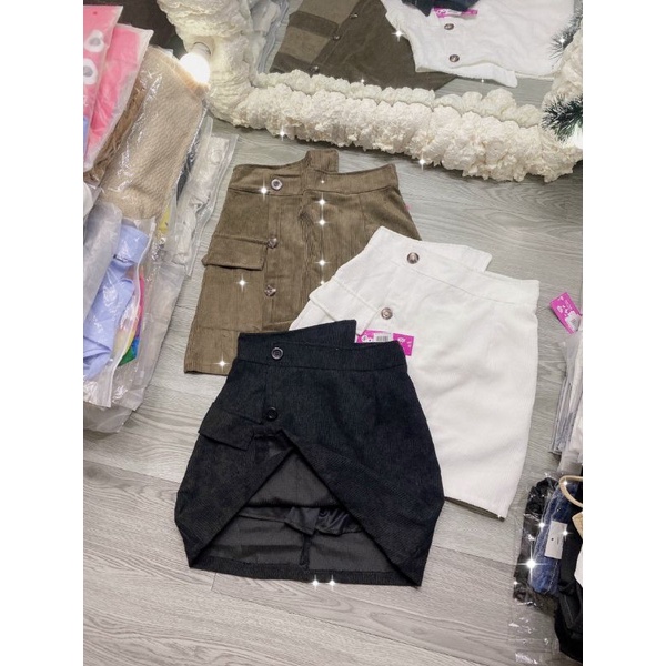 CHÂN VÁY CHÉO TÀ PHỐI NÚT XINH