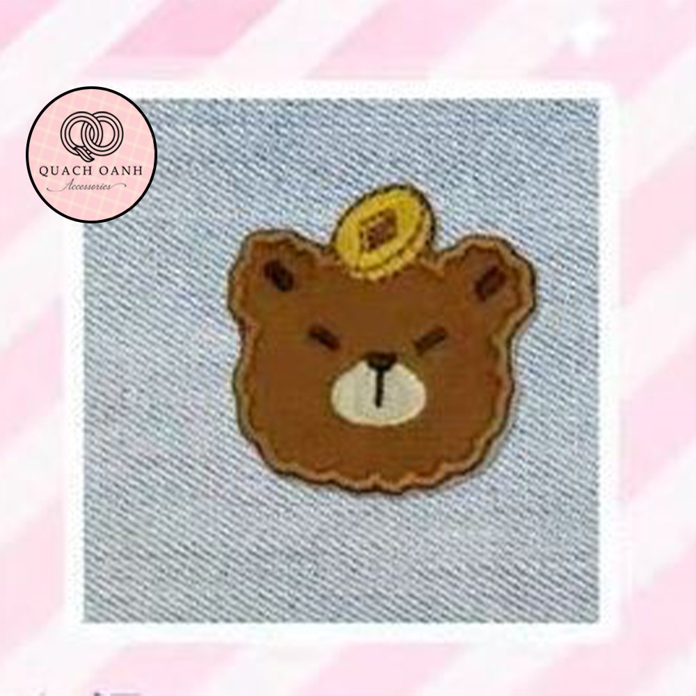 Sticker nhãn dán vải thêu hình gấu trúc trang trí sổ, vở, mũ bảo hiểm - ST21