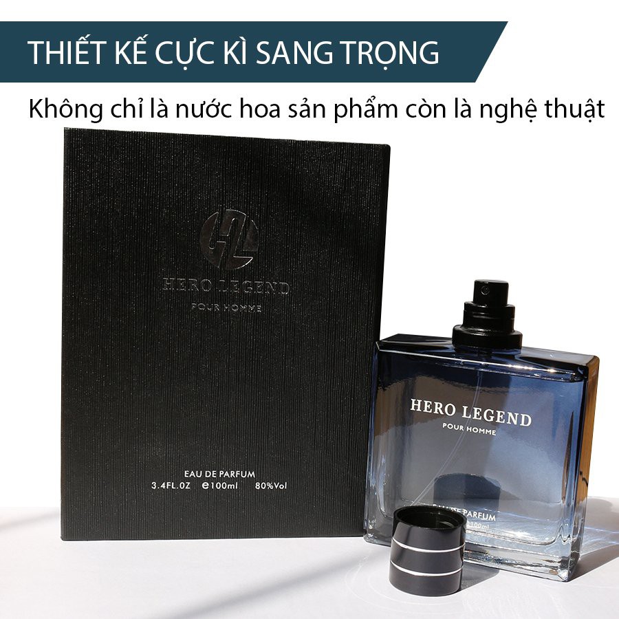 Nước hoa nam 100ml thơm lâu Hero Legend Lhomme 3DO, Hương Thơm Quyến Rũ Lưu Hương 12h