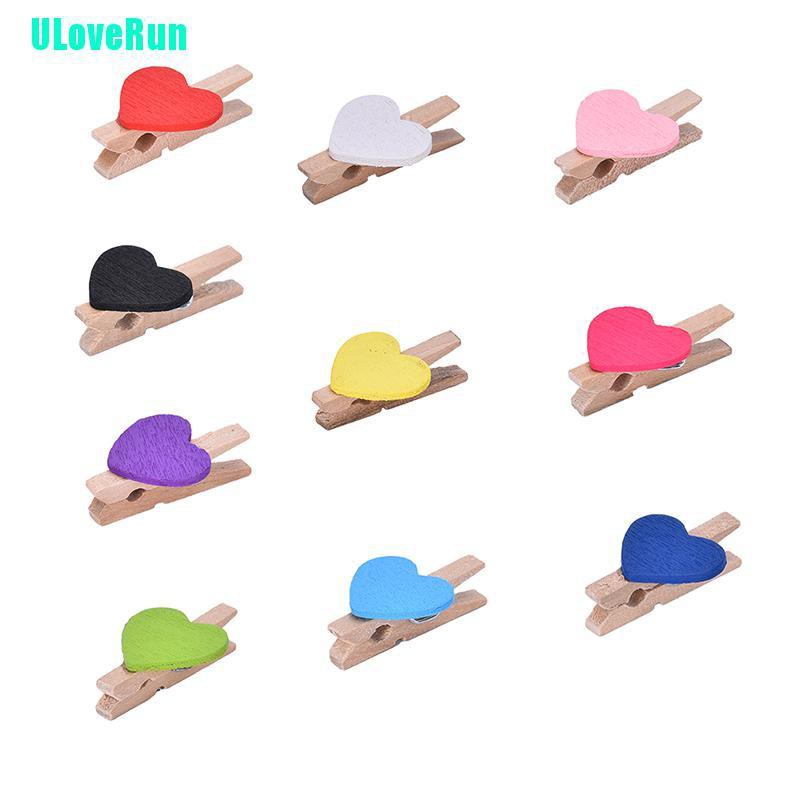 Bộ 10 Kẹp Gỗ Treo Ảnh Hình Trái Tim Mini Trang Trí Tiệc Cưới
