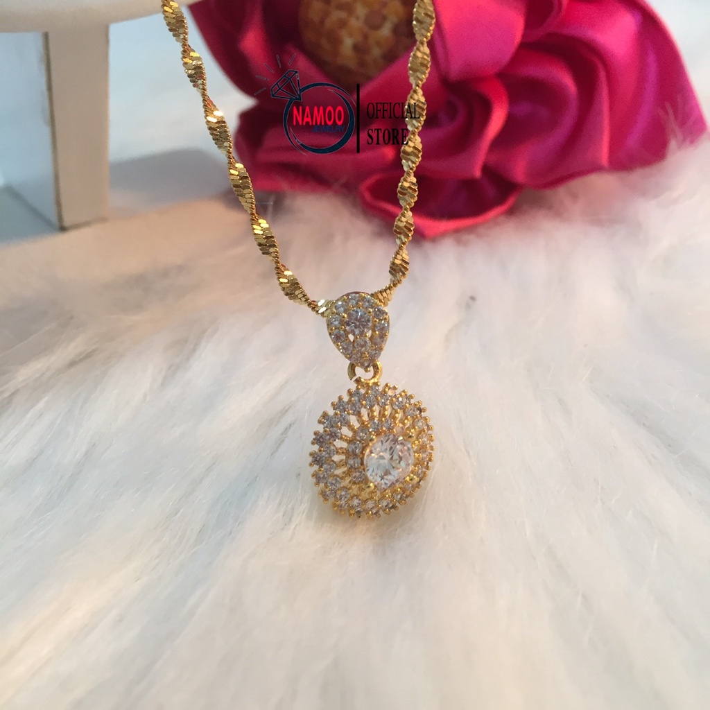 Dây Chuyền Nữ Đính Đá Mạ Vàng 18k Bền Màu, Vòng Cổ Cực Xinh Cho Nữ V560 Namoo Jewelry