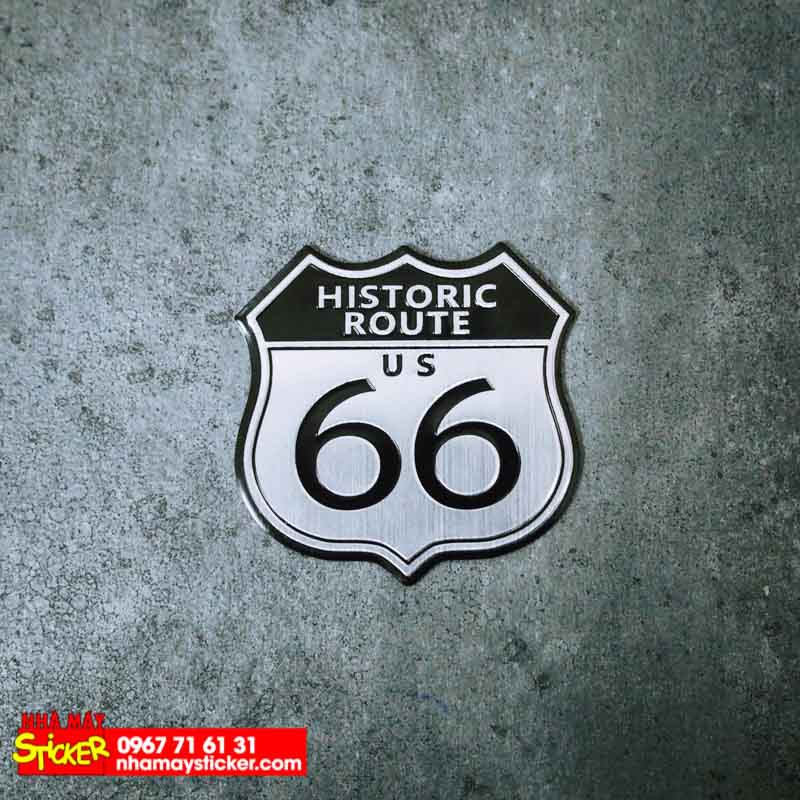 Sticker hình dán Metal Route 66 Huyền Thoại