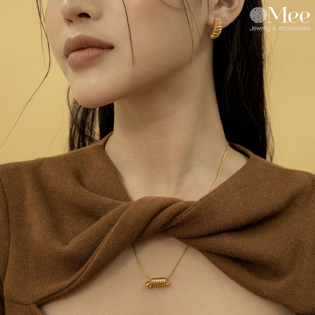 Bông tai nữ MEE xoắn cá tính, khuyên tai vintage cao cấp, mạ vàng 18k - E6538