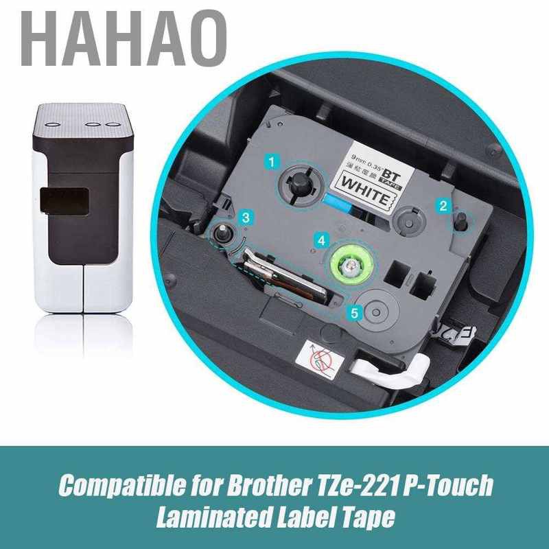 Hahao Tương Thích Cho TZe221 PTouch Đen Trên Trắng Nhiều Lớp Nhãn Băng 9mm BT-221