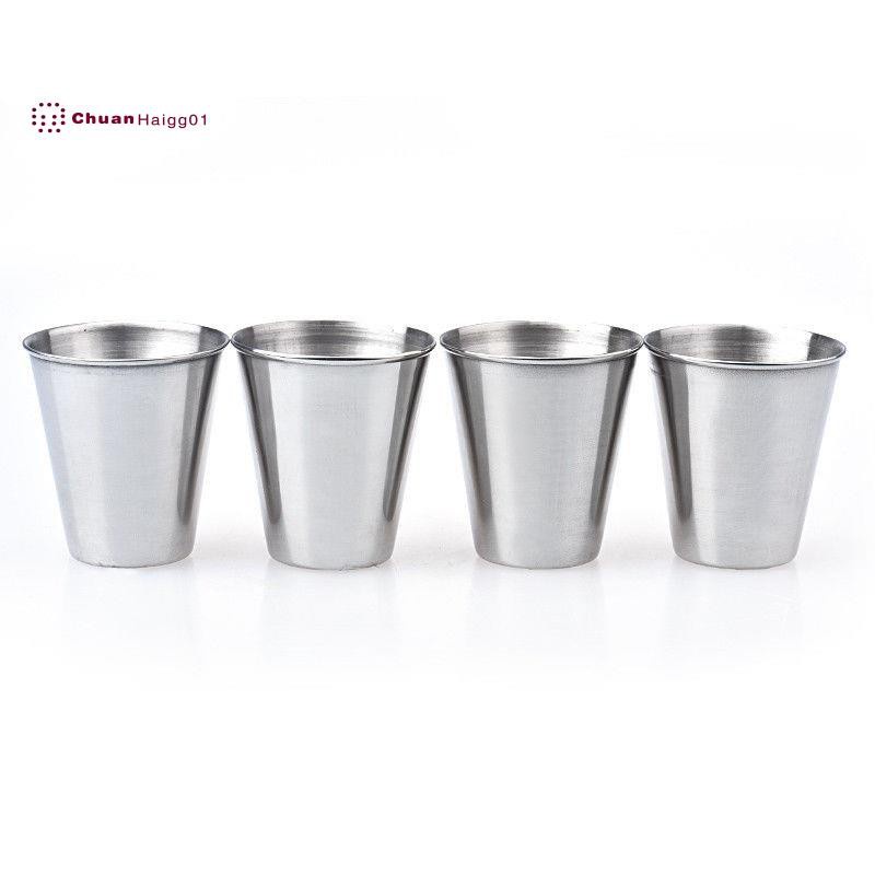 A Set of 4 Stainless Steel Cup Mug Drinking Coffee Tea Tumbler Camping Hiking