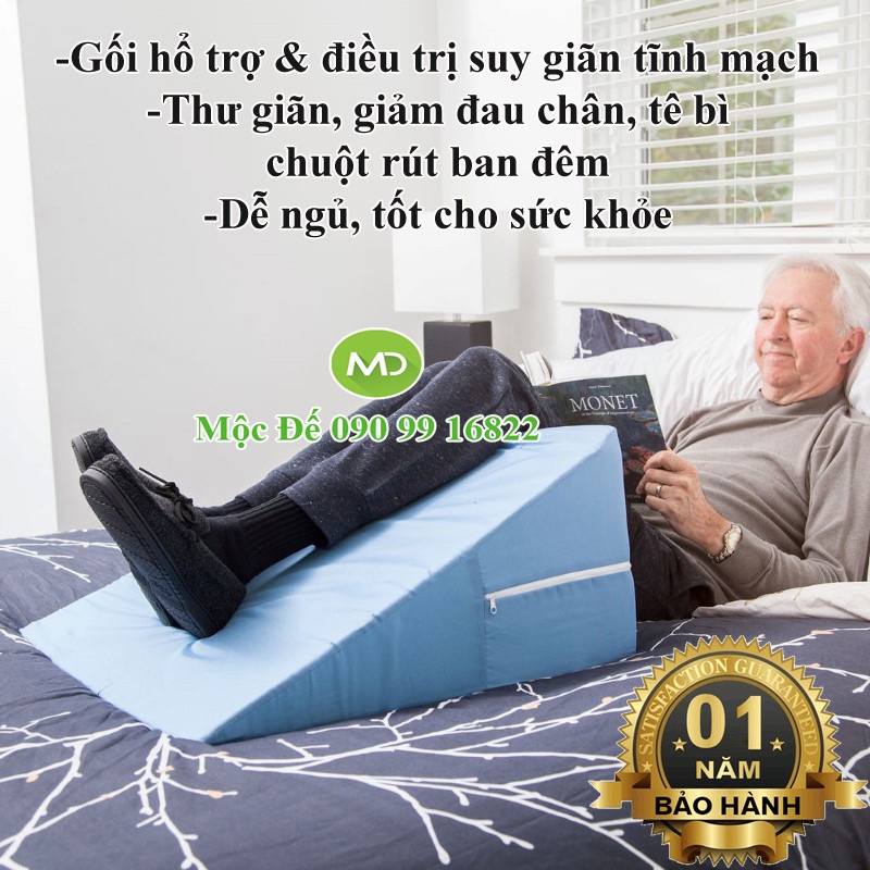 Gối Chống Suy Giãn Tĩnh Mạch HARU 60x60x26cm, Giúp Thư Giãn Đôi Chân, Cải Thiện Tuần Hoàn Máu - Tốt Cho Sức Khỏe