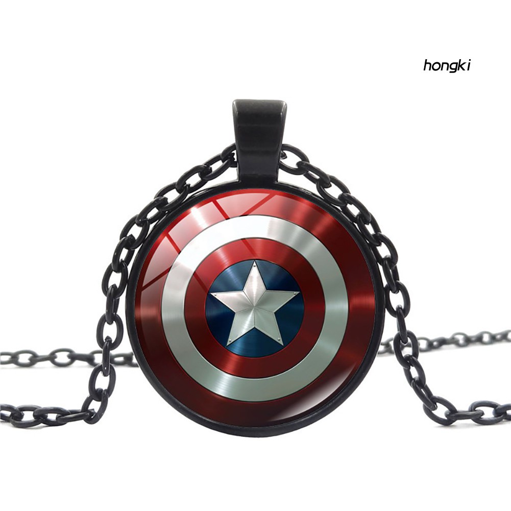 vòng cổ Mặt Tròn Họa Tiết Biểu Tượng Siêu Anh Hùng Độc Đáo