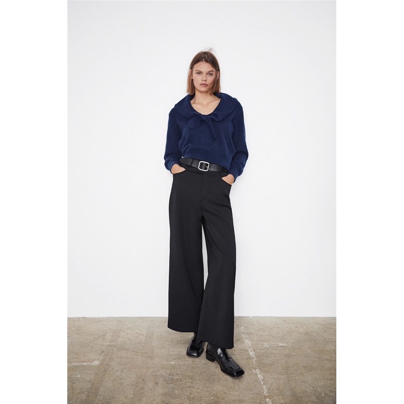 áo len za..rra xanh than buộc nơ