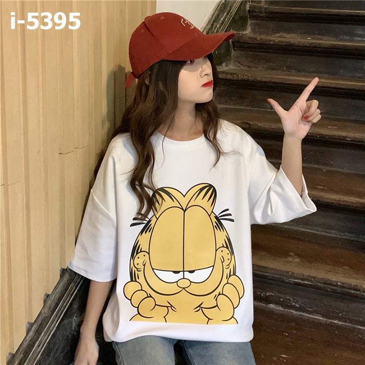 Áo Thun Unisex Nữ Hình Mèo Vàng