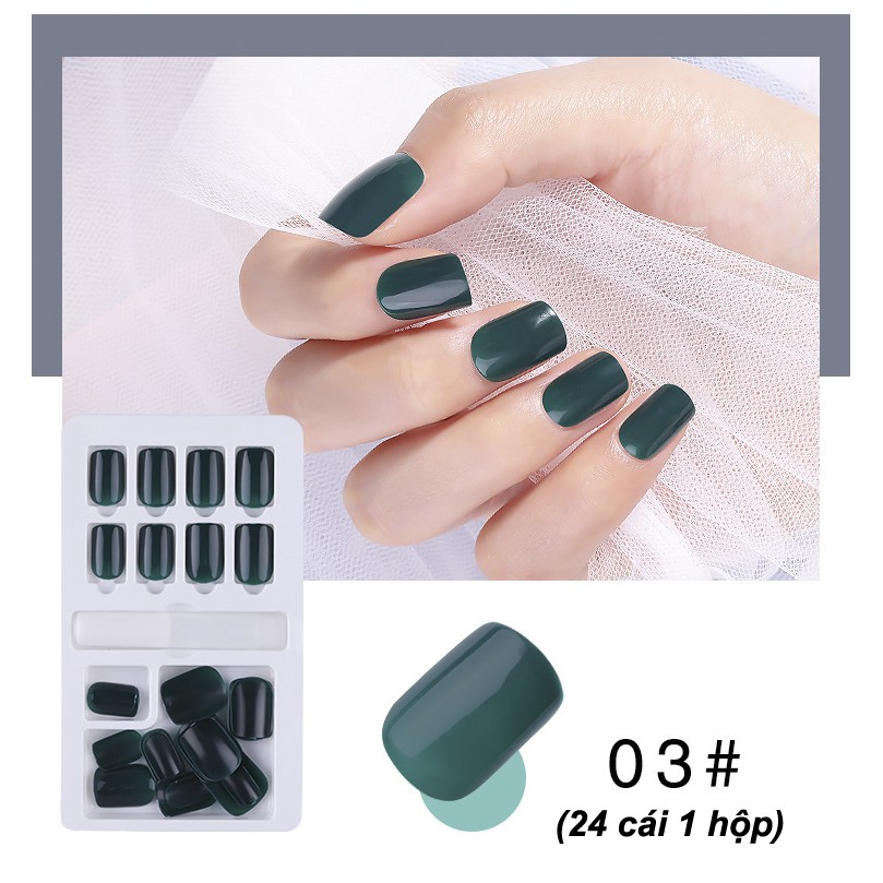 Hộp 24 Móng giả, nail giả, Kèm keo khô và keo nước, Cây dũa (24-03)