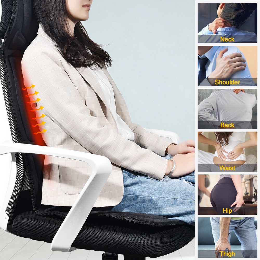 Đệm sưởi massage ô tô AUSHEN 7 động cơ rung động cơ 3 tốc độ nén nóng đệm ghế cắm điện đệm lưng ấm lưng cổ