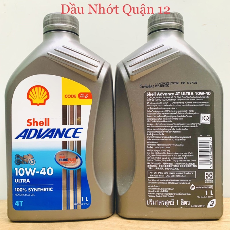 Shell Châu Á - Nhớt Shell Advance Ultra 10W-40 Made in Thailand - Tem 2 Lớp