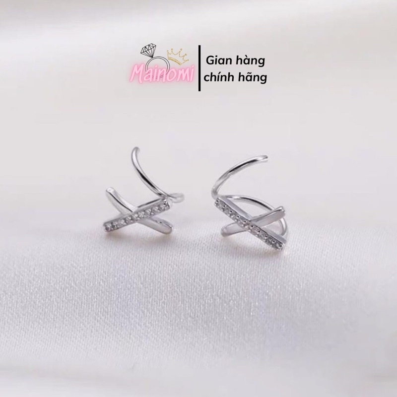 Bông tai nữ hot hit, chữ x xoắn dáng gài phong cách độc đáo cuốn hút Mainomi Shop Bạc Xinh