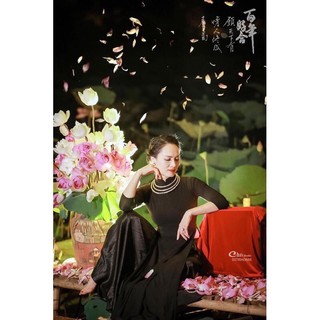 Áo dài trơn 💝FREESHIP💝 Áo dài đen nghệ thuật