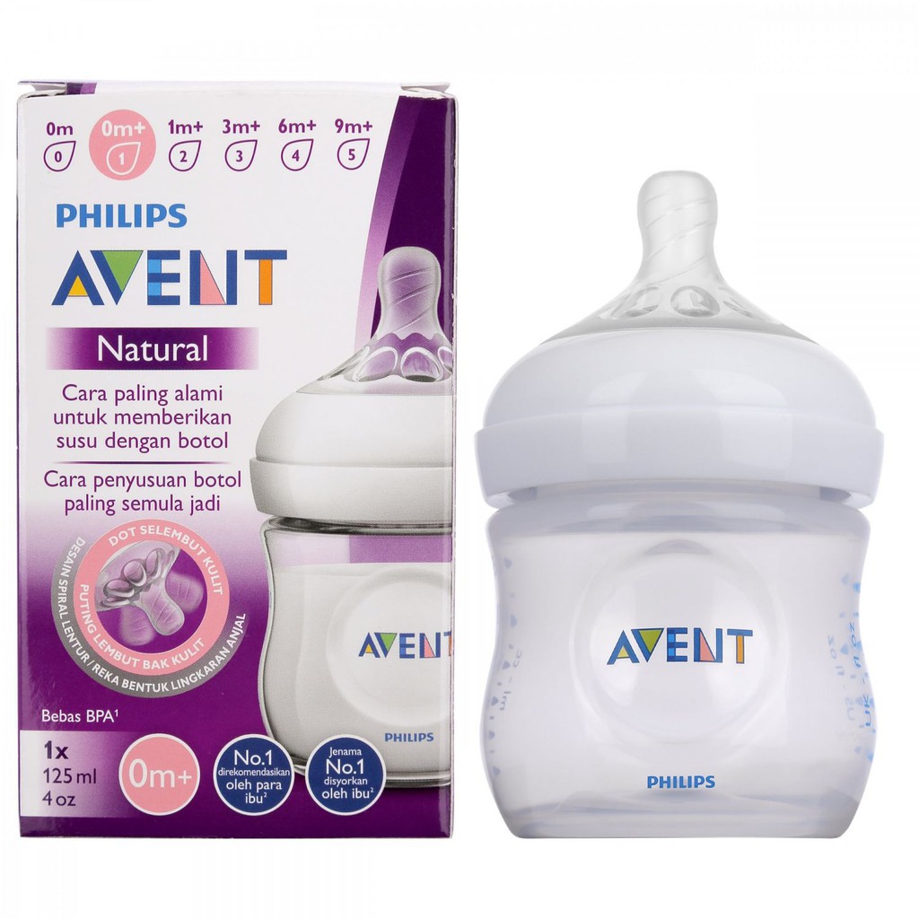 Bình sữa Avent, bình sữa silicon cổ rộng cho bé 125ml, 260ml bằng nhữa PP, có tách set