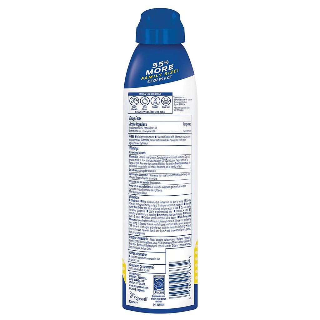 (Dạng chai xịt - Date 2026) Kem chống nắng an toàn cho bé từ 6 tháng - Banana Boat Kids SPF 50 – Chai 170gr và 269gr
