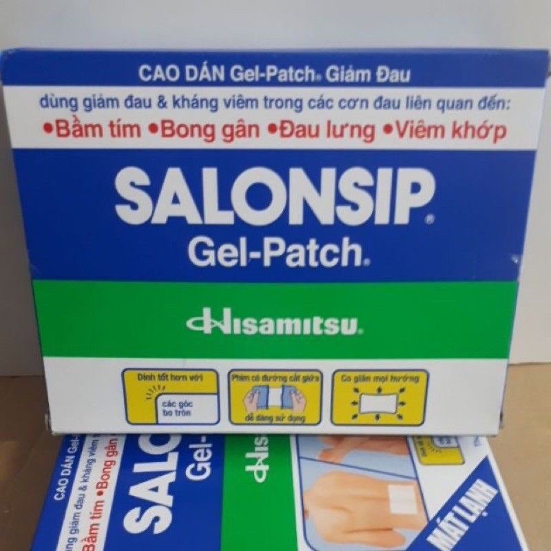 Cao dán giảm đau mát lạnh Salonsip Gel - Patch (Hộp x 10 bao x 2 miếng)