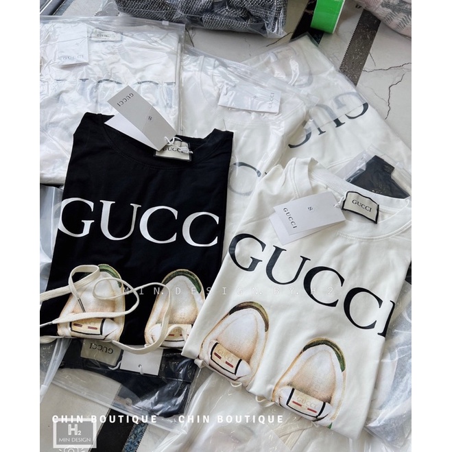 [CÓ ẢNH THẬT] Áo Thun Tay Lỡ G.C Đôi Giày Buộc Dây Ulzzang
