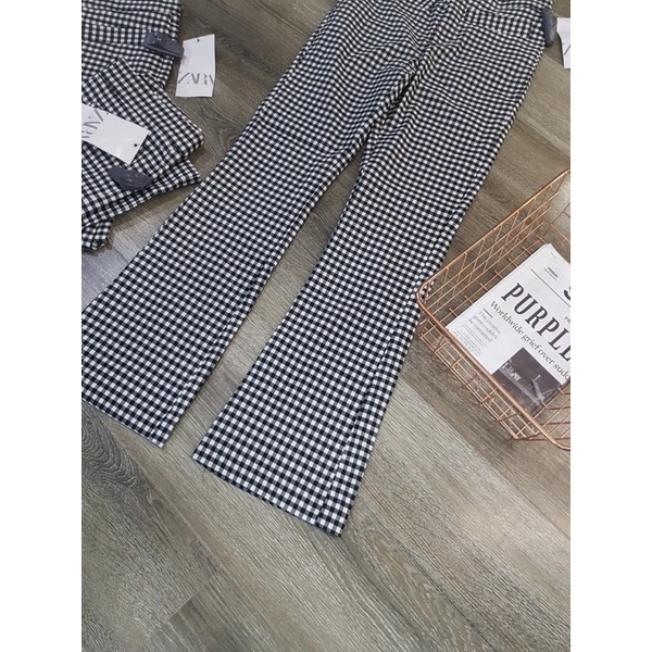 Quần ZARA caro kaki mềm co giãn xuất xịn